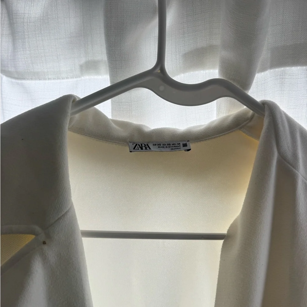 Zara White Trench Coat Xs - Picture 5 of 5